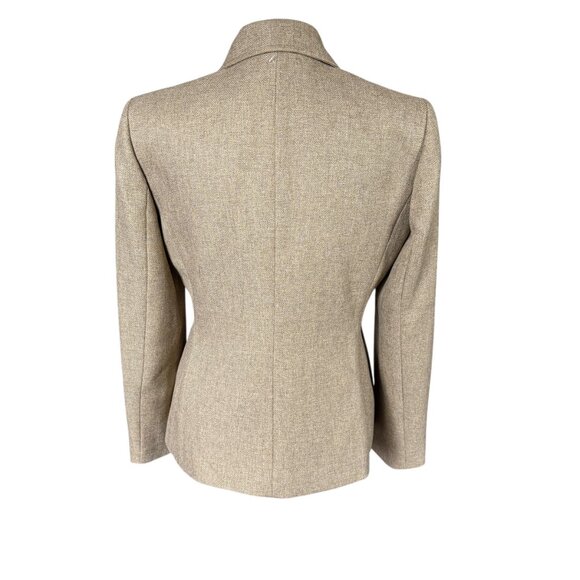 Le Suit Petite tan gold long sleeve collared button down blazer jacket 4P - Picture 4 of 8